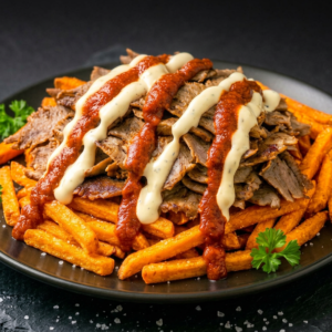 Kebab with Sweet Potato Fries